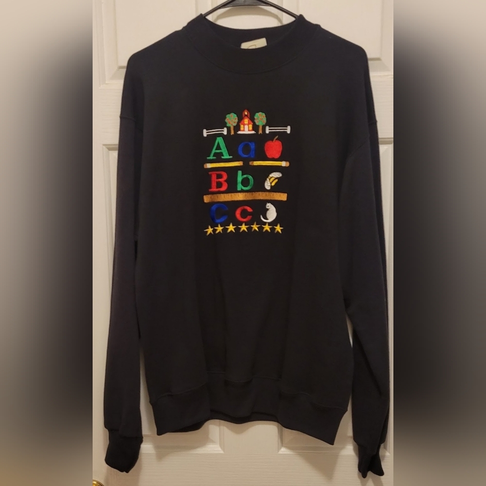 Vintage Peanut Butter & Jelly Embroidered Alphabet Crewneck Sweatshirt